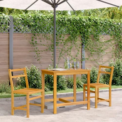 FWIKDUN Gartenmöbel-Set Akazie für Terrasse Balkontisch und Stühle aus Akazienholz Balkonmöbel-Set aus Akazienholz Outdoor-Möbel-Set Massivholz Akazie 3-TLG.