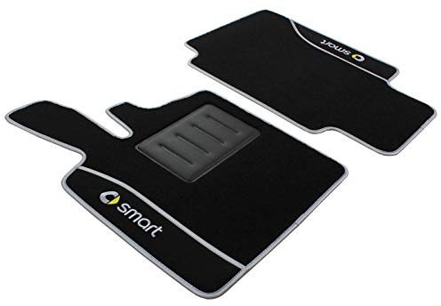 Bestickte Fußmatten für Smart ForTwo W450, Baujahre 1998-2007, von Il Tappeto Auto, Modell Color Line ND silber / schwarz