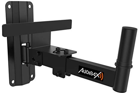Audibax Neo 20 Nero - Staffa da Parete per Altoparlanti Professionale - Staffa Universale per Altoparlanti Inclinabile - Presa da 35mm - Inclinazione Regolabile da 90º a 125º - Capacità di Carico 25kg