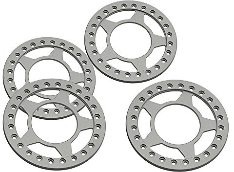 XUNJIAJIE 4 Stück 1.9 Zoll Felge Felgenringe Beadlock Ersatz Rad-Ring für 1/10 Crawler Axial SCX10 D90 Modell-Auto 1.9zoll Felge (Matt-Silber)