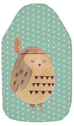 Mr. & Mrs. Panda Wärmflasche Eule Federschmuck - Geschenk, Wärmflasche mit Bezug, Owl, Bettflasche, Körnerkissen, entspannt, Dekoration,