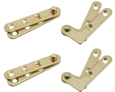 T Tulead Door Pivot Hinges Cabinet Rotating Hinge Door Fitting Brass Pivot Drawer Hinge (Including 2pcs L-Shaped and 2pcs Straight Hinges)