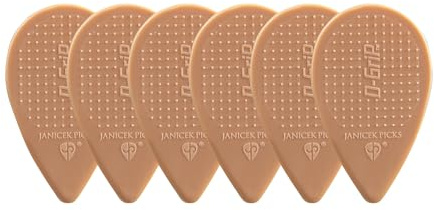 D-Grip Plektrum - Janicek Nylonpicks - Balkan Form - für Ethno-Folk-Instrumente Mandoline, Bouzouki, Balalaika - 0,80 mm Hellbraun - 6er Pack - mit rutschfester Struktur-Oberfläche