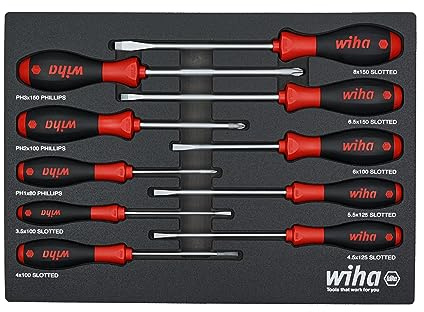 Wiha 30280 - Juego de 10 bandejas de destornillador de agarre acolchado SoftFinish