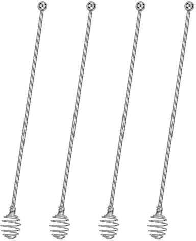 Coffee Stir Sticks,BURLIHOME Stainless Steel Swizzle Sticks 4Pcs Reusable Beverage Stirrers with Honey Shape