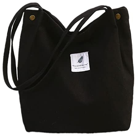 oukesin Bolso de Lona para Mujer Bolso de Hombro de Gran Capacidad,Negro