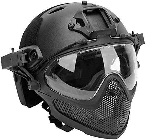 Taktischer Airsoft PJ Helm F22, EIN Integral-Schutzhelm Mit Abnehmbarer Maske Und Brille, Outdoor-Reithelme Wie CS Games.