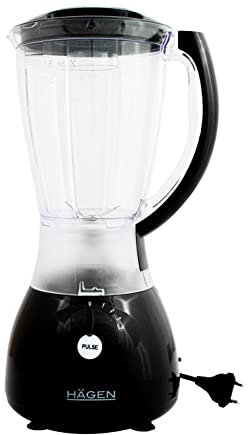 HAGEN, Blender et Moulins à Café 2en1 à 4 Vitesses et Fonction Pulse, Robot Culinaire Multifonctions, bol en plastique de capacité de 1,7 litres, Noir, Haute Puissance de 600 W Max, HA5527-noir
