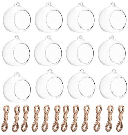 BlogBlog Hängande ljushållare i glas, glob glas värmeljushållare, hängande glasvas, blomväxter terrarium, glaskultbehållare, mikrolandskap gör-det-själv för hem, kontor, bröllop (8 cm 12 st)