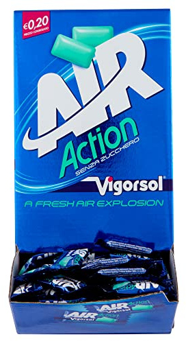 Vigorsol Air Action, Gomme da Masticare Senza Zucchero, Chewing Gum Gusto Menta, 250 monoporzioni da 2 Gomme ognuno incartate singolarmente, Confezione da 500 Confetti