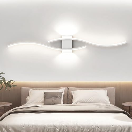 J.SUNUN Applique da Parete Interno LED,Lungo 100CM 35W,Luce bianca 6000K,Bianco