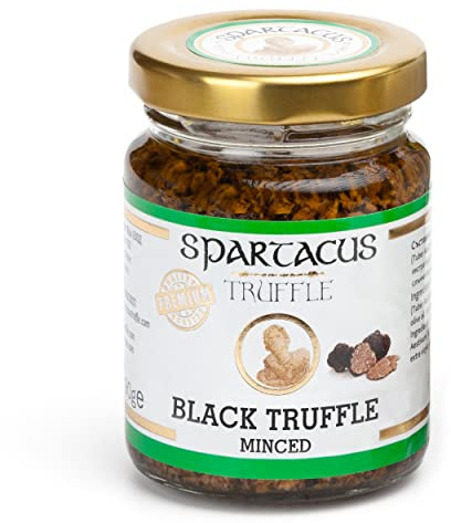 Spartacus Schwarzer Trüffel Gehackt, 90g | Tuber Aestivum Trüffelstücke, Natives Olivenöl Extra, Tartufo Gourmet aus Europa, Ohne Zusätze