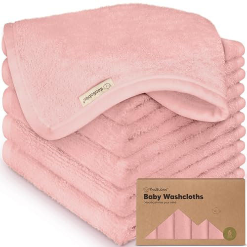 6-pack baby tvättlappar - mjukt absorberande viskos från bambu tvättdukar för spädbarn, barn, spädbarn, nyfödda badhanddukar, skonsam mot känslig hud, 10 x 10 återanvändbara ansiktshanddukar (rosa)
