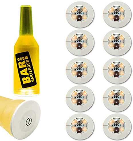 ANTM Sous-verres LED pour bar, lot de 10 sous-verres à cocktail lumineux, Blanc, Ronde, Plastique