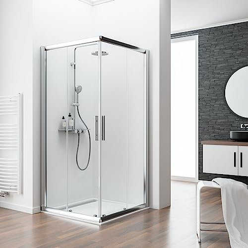 Schulte cabine de douche angle 80x80x185 2 portes coulissantes chromé 6 mm