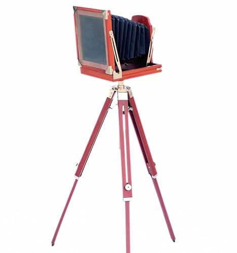 Antiker Stil Retro Vintage Look Holzfilm Kamera Modern Verstellbar Braun Stativ Ständer Royal Designer Old Movie Prop Rustikale Faltkamera Eckhaus Dekorative Sammlung Artikel
