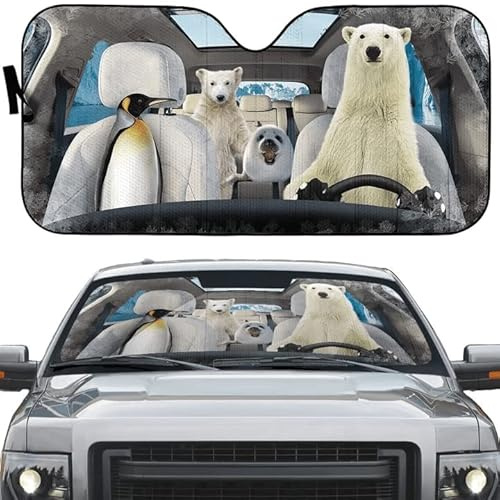 452 Auto Windschutzscheiben Abdeckung Lustige Tiere Pinguin Und Bär Linkslenker Frontscheibenabdeckung Wasserbeständig Auto Sonnenschutz Für Lastwagen Geländewagen Meisten Fahrzeuge