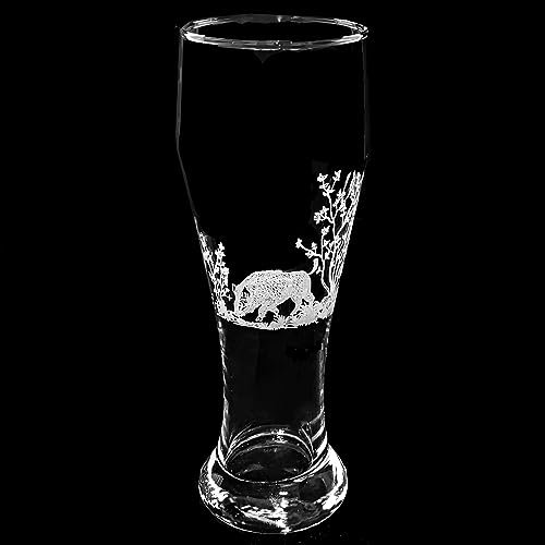 Vaso de cerveza de trigo 0,5 con grabado, motivos de caza, ciervo, jabalí, vaso de cerveza grabado (jabalí)