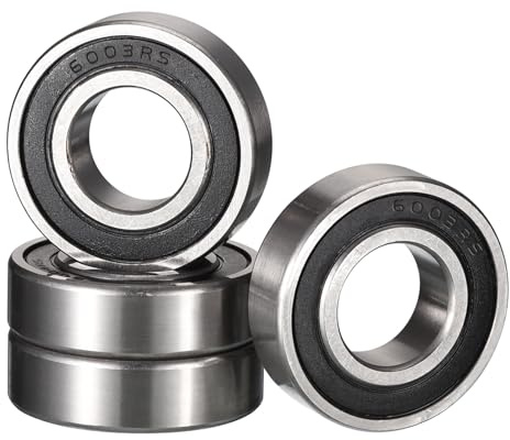 HiPicco 6003-2RS Deep Groove Ball Bearings, ID 17mm x OD 35mm x Width 10mm Double Rubber Sealed Ball Bearing Pre-Lubricated Chrome Steel Z2 Lever 4pcs