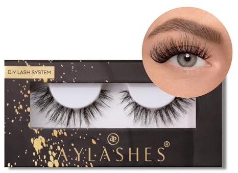 AYLASHES - DIY Wimpernextensions Single Box THE FLUFF | 1 Paar Wimpern | bis zu 7 Tage Halt | Wimpern DIY Set für zu Hause | künstliche Wimpern | Klebewimpern | lash extension set