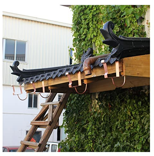 Catene per la pioggia Catena per la pioggia Grondaia in rame Fosso Grondaia del cortile Grondaia semicircolare per l'acqua piovana Imbuto per l'acqua Downpipe Tetto in stile giapponese Drenaggio Acces
