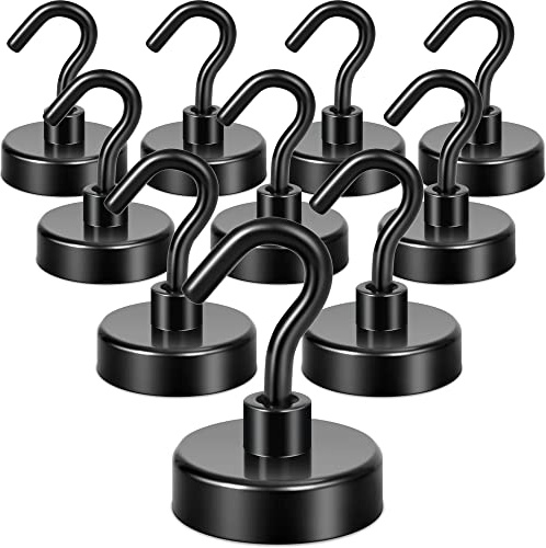 Neosmuk Schwarze Magnethaken, 30kg Hochleistungs-Erdmagnete mit Haken, extra starker Cruise-Haken zum Aufhängen(schwarz, 10er-Pack)