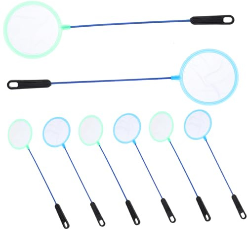 FRCOLOR 8 Stück Aquarium Fischernetz Dichtes Fischgewebe Verschleißfestes Kescher Netz mit Rutschfestem Griff für Aquarienfische und Aquarienpflege