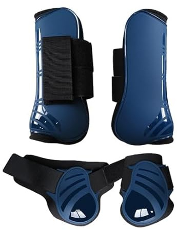 Merauno® Lot de 4 guêtres pour chevaux, paire de guêtres avant et arrière avec coque rigide et fermeture velcro pour femmes et hommes, en PU robuste et élastique, bottes pour tendons, classique (M