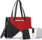 Miss Lulu Damen Handtasche Henkeltasche PU Leder Schultertasche mit verstellbarem Riemen, Tragegriff oben, für Alltags Mode Arbeit Mittelgroß mit Geldbörse 2-teiliges Set