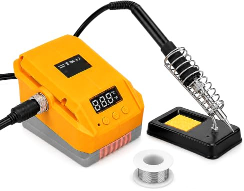 Dewalt18V Soldering Iron Kit, for 18V Battery DCB180 DCB182 DCB184 DCB200 | Portable Cordless Soldering Iron Station 180-480℃ Digital Display Tem Adjustable with Welding Wire