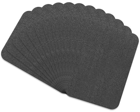 12 Stück Flicken zum Aufbügeln, Stoffreparaturflicken für Kleidung, Schuhe, Jeans, Hüte - Jeansflicken (Dunkelgrau)