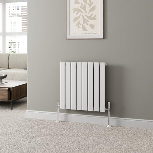 Radiant Living White Horizontal Radiator 600 x 604mm – Single Flat Panel Designer Radiator, High Efficiency Modern Steel Heating for Living Room & Bathroom