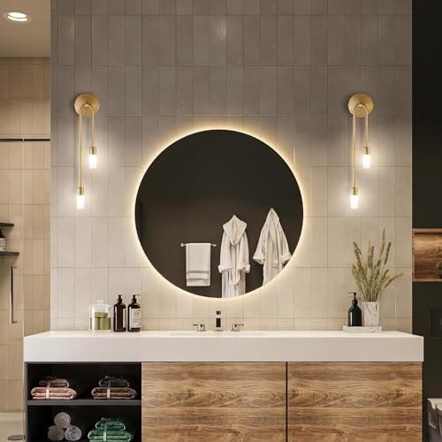 LYSDjia Wandleuchte Beleuchtung Schminktischlampe nordischer Stil Moderne goldene Wandlampe kreative 2 Licht Wandlampe mit Glasschirm Schlafzimmer Wohnzimmer Nachttisch Badezimmer Flur Wandleuchte (C