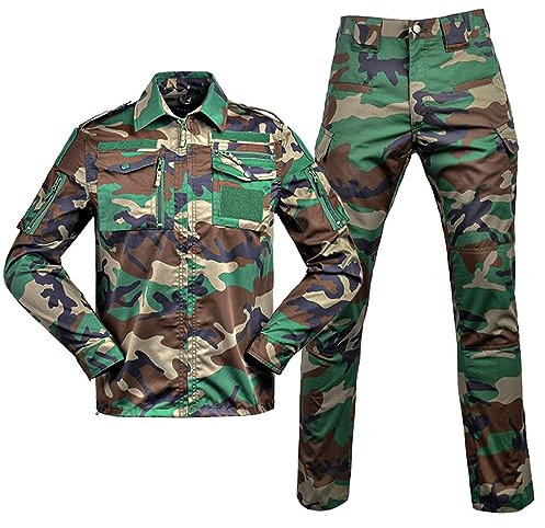 Darringlstaktische Set Herren Outdoor Wandern Anzug Paintball Combat Hemden und Taktischehose Langärmlige mit Reißverschluss kostüm Outdoor Camouflage Jagdbekleidung