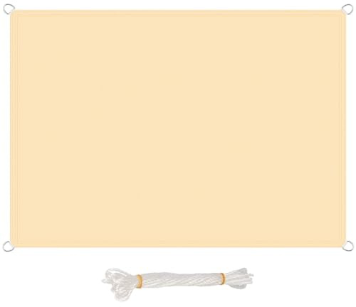 Tenda a Vela Ombreggiante Rettangolare 5 x 10 m,Antivento, Alta Protezione Solare, Pes Protezione UV 98%, Tenda Parasole Vela Ombreggiante,Per Esterno Terrazza Giardino, Color Crema