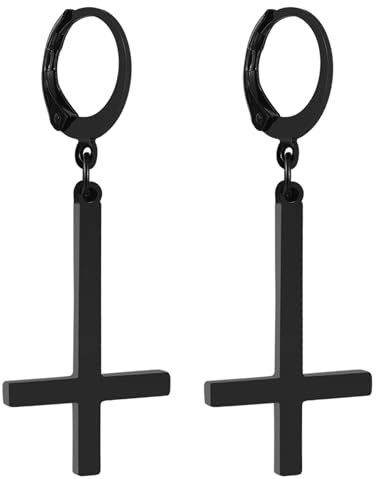 OIDEA Unisex Kreuz Petruskreuz Ohrringe: Silber Schwarz Gold Ohrstecker mit Zirkonia Umgedrehtes Kreuz Ohrhänger Edelstahl Herren Damen Religöser Schmuck Geschenk für Männer Frauen Junge