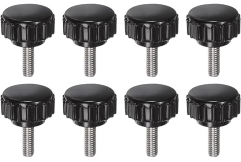 QUARKZMAN 8 Stück Rändelschraube mit Gewinde M4 x 12mm x 18mm Rundkopfschraube Edelstahl 304 Rundgriffbolzen Klemmknöpfe 18mm Handknöpfe Daumenschrauben Spannschraube für Industrie Maschine