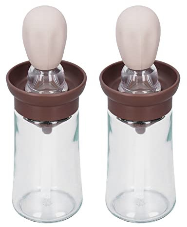 Envase de aceite, 2 piezas botella dispensadora de aceite con cepillo de silicona para cocina, parrillas, pastelería, cocina, parrillas, exterior, azul (Acoutof142pzx8k7-12)