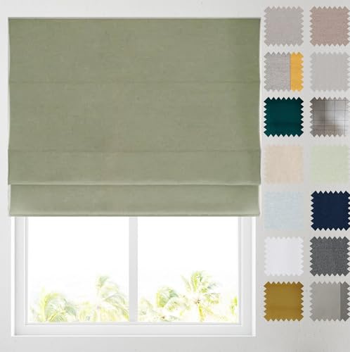 Barnes Blinds - Soft Textured Ara Blackout Roman Blinds -Durable Fittings Easy Fit (Sage Green 183cm)