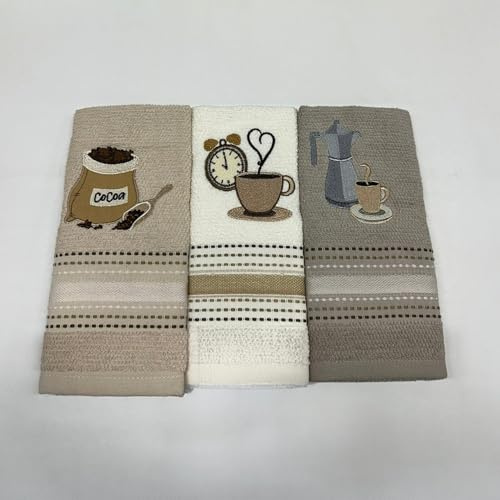 Ruoccohome Set 3 Strofinacci da cucina, Tre Asciugapiatti da Cucina in Spugna, Puro Cotone Morbido assorbente, Vari colori e fantasie - 70x50 cm