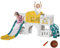 AIYAPLAY Kids Slide, 7 in 1 Toddler Slide for Indoor Use, with Basketball Hoop, Climber, Telescope, Tunnel, Steering Wheel, platform Aisle, Storage Basket, for Ages 1-3 Years, Yellow