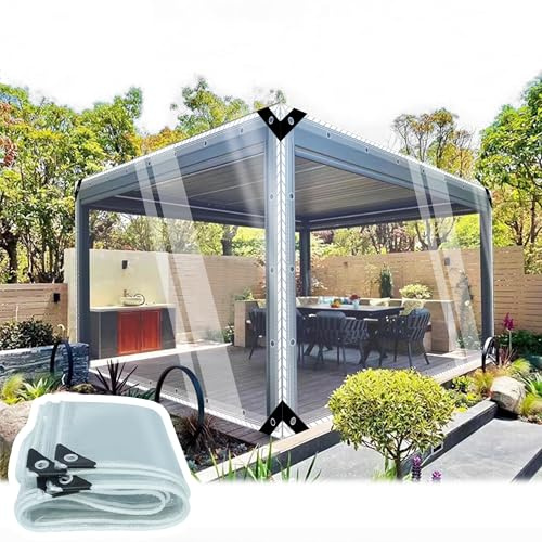 SSFMSF Lona Transparente Impermeable 0.35mm Lona Transparente para Balcón Exterior Lona Multiusos PVC Tejado Plantas Invernales para Cenador Muebles de Jardín Piscina. (H:2m * W:3m | 400g/m²)