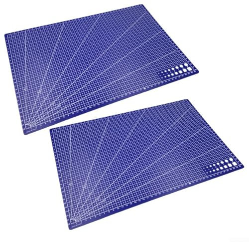 Zilimontt Schneidebretter, Schneidematten-Set, 2 Stück, A4/A5, Schneidemattenbrett, Quilten, selbstheilend, drehbar, einseitig zum Nähen von Papier, Schneiden, Schnitzen (2 Stück, blau, 45 x 30 cm)