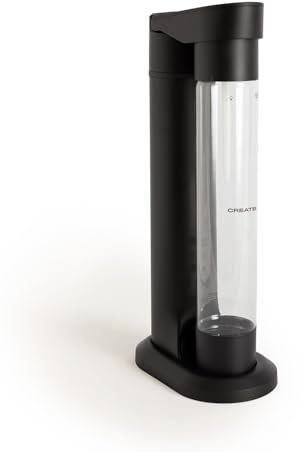 CREATE/SODA MAKER STUDIO/Máquina para hacer agua con gas 1L negro/No incluye cilindros de CO2, carbonata en 4 pasos, botella libre de BPA, sin enchufes