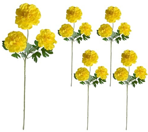 Xnferty 5 Stück Künstliche Geranienblumen, 30,31 Zoll, Künstliche Blumen für den Außenbereich, Langer Stiel, Seidengeranienblumen mit Grünen Blättern, Fühlen Sich Echt an, (E)