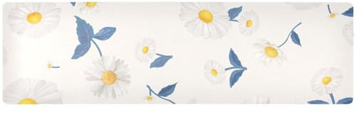 ZRWLUCKY Runner da tavola beige con fiori di crisantemo per piatti caldi, sottopentola da tavolo resistente al calore e impermeabile, tappetino per piastra calda, 90 x 30 cm, decorazione