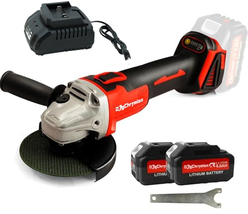 DogChrymion 20V Cordless Angle Grinder, Compatible with Makita 18V Battery, 8500 RPM, for 4-1/2'' Disc, 4 Power/Speed Levels,Comes with 2 * 4.0Ah Batteries and Charger