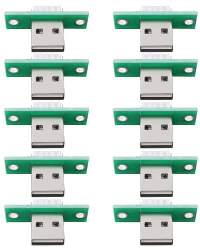 YINETTECH 10pcs USB 2.0 Type A Male Panel Mount Connector Reversible Design Solder Type 480Mbps for Mobile Devices Laptops Peripherals