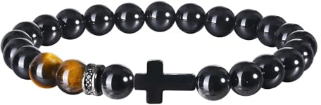 Kreuz Armband Herren Edelstahl Herrenarmbänder-Jesus Kruzifix Armbänder | Armband Einstellbar mit Faltverschlüsse Geschenk für Sohn Papa Ehemann Bruder Männ Konfirmation Weihnachten
