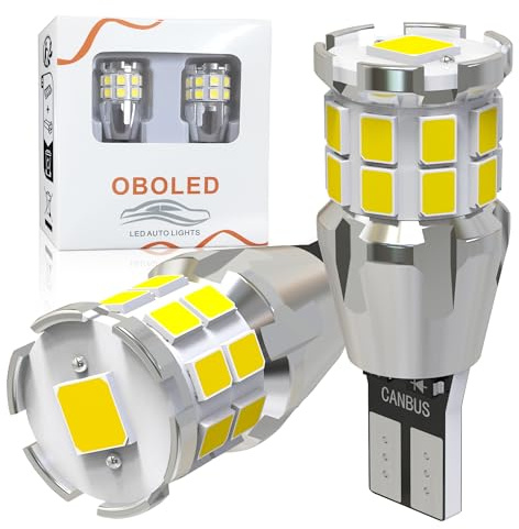 OBOLED Bombilla W16W T15 LED CANBUS 955 921 912 12V 24V para Coche LED Marcha Atrás Copia de Seguridad Luz Diurnas Trasera Luces 6500K Blanco 2Pcs